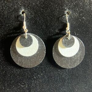 Handcrafted wood earrings with silver tone hardware